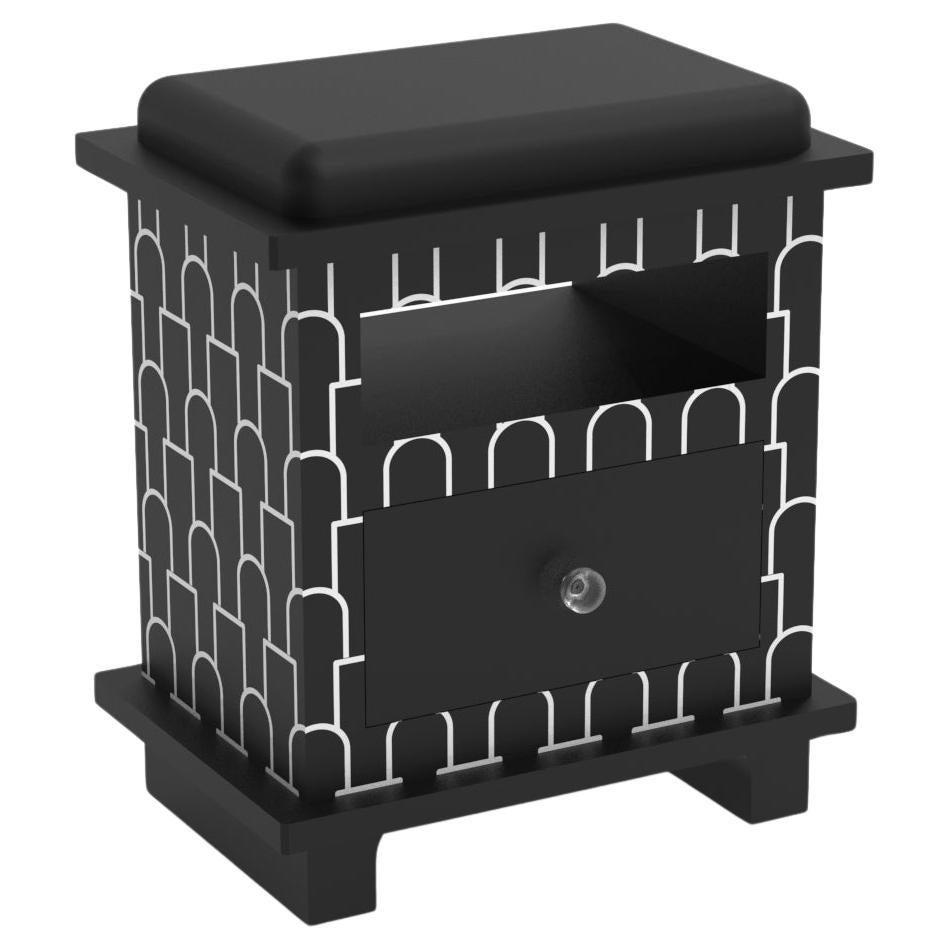 Mush Inspired Black Night Stand, Side Table by Artisanal