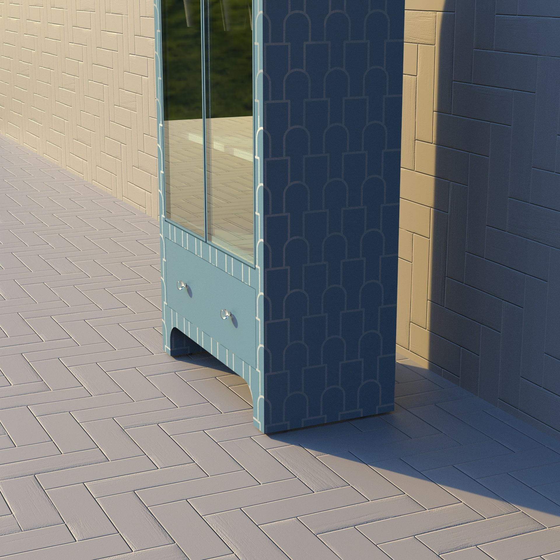 Mush Inspired Blue Bar Cabinet by Artisanal In New Condition For Sale In New York, NY