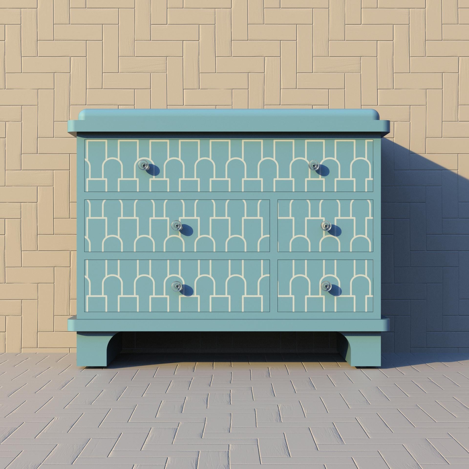 XXI secolo e contemporaneo Cassettiera blu ispirata a Mush di Artisanal in vendita