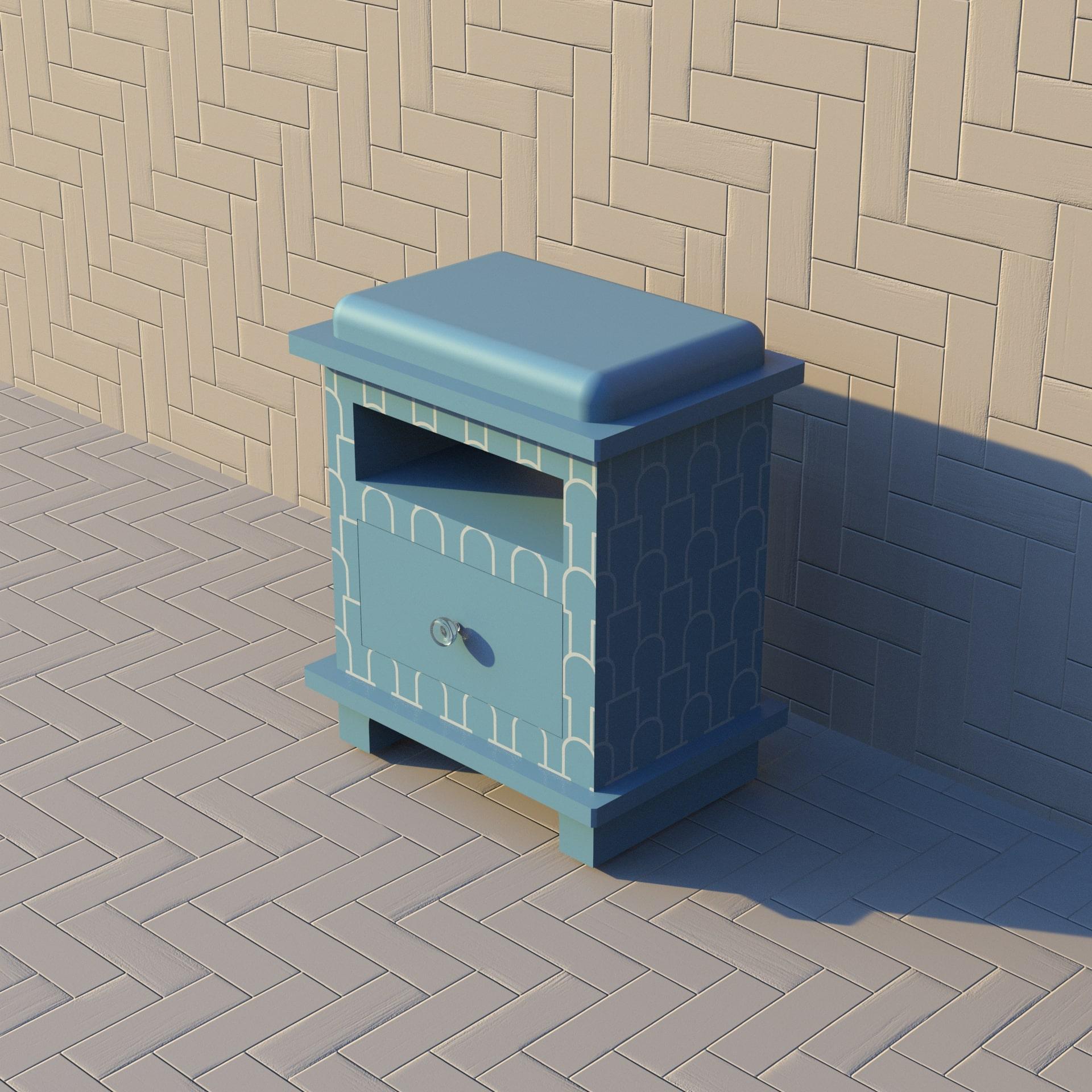 Contemporary Mush Inspired Blue Night Stand, Side Table by Artisanal For Sale