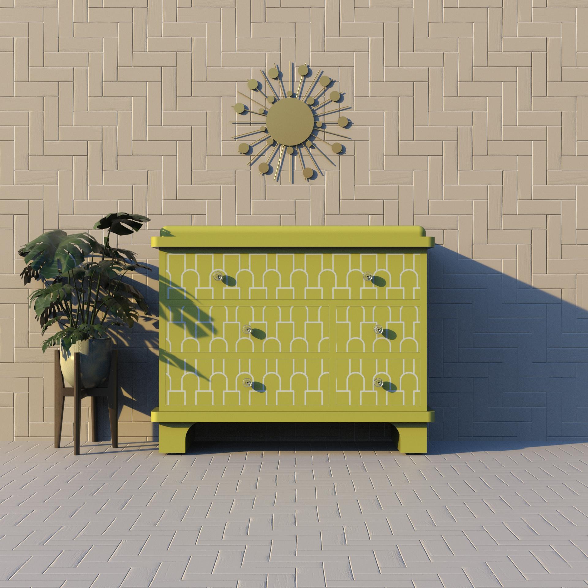 Cassettiera giallo limone con intarsio Mush - Eleganza artigianale per la tua casa
Aggiungi un tocco di artigianato senza tempo al tuo spazio con la nostra cassettiera artigianale con intarsio Mush. Realizzato meticolosamente a mano da abili