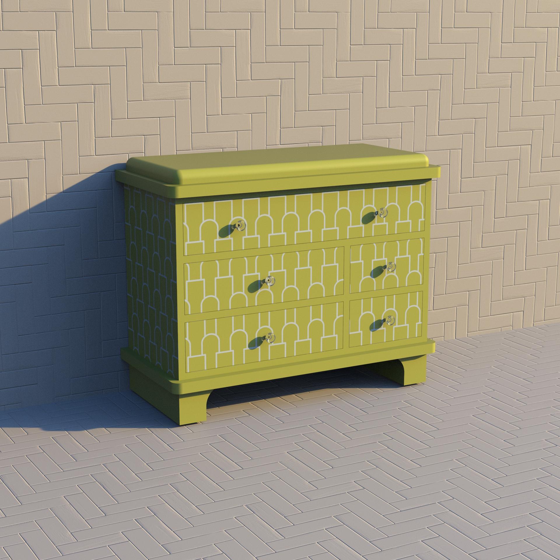Art Déco Cassettiera giallo limone ispirata a Mush di Artisanal in vendita