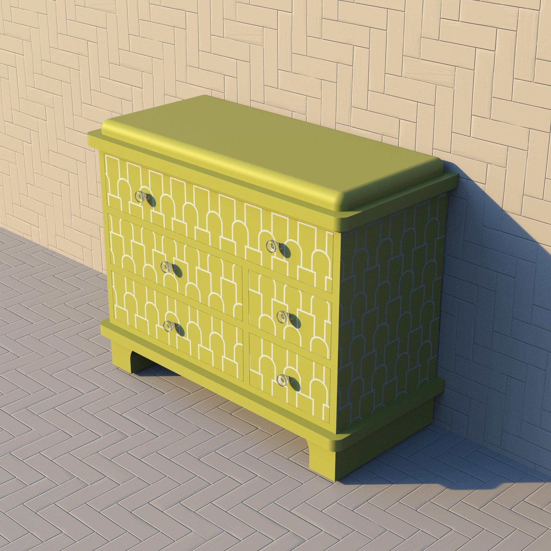 Intarsio Cassettiera giallo limone ispirata a Mush di Artisanal in vendita