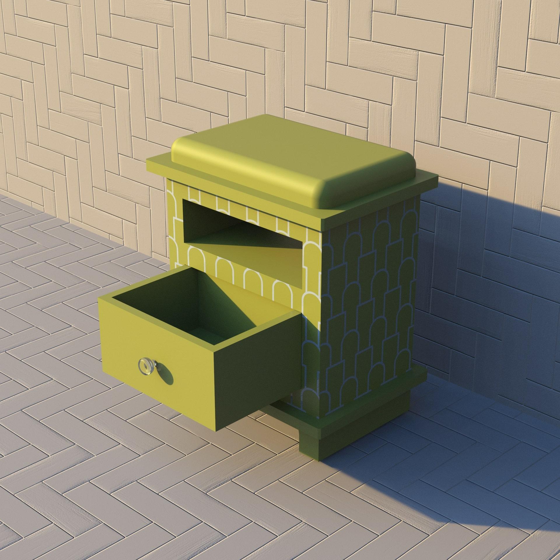 Mush Inspired Lemon Yellow Night Stand, Side Table by Artisanal In New Condition For Sale In New York, NY