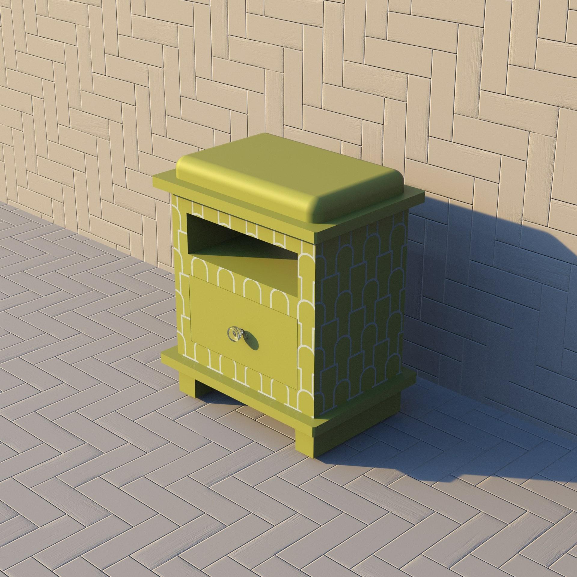 Contemporary Mush Inspired Lemon Yellow Night Stand, Side Table by Artisanal For Sale