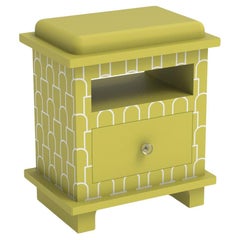 Mush Inspired Lemon Yellow Night Stand, Side Table by Artisanal