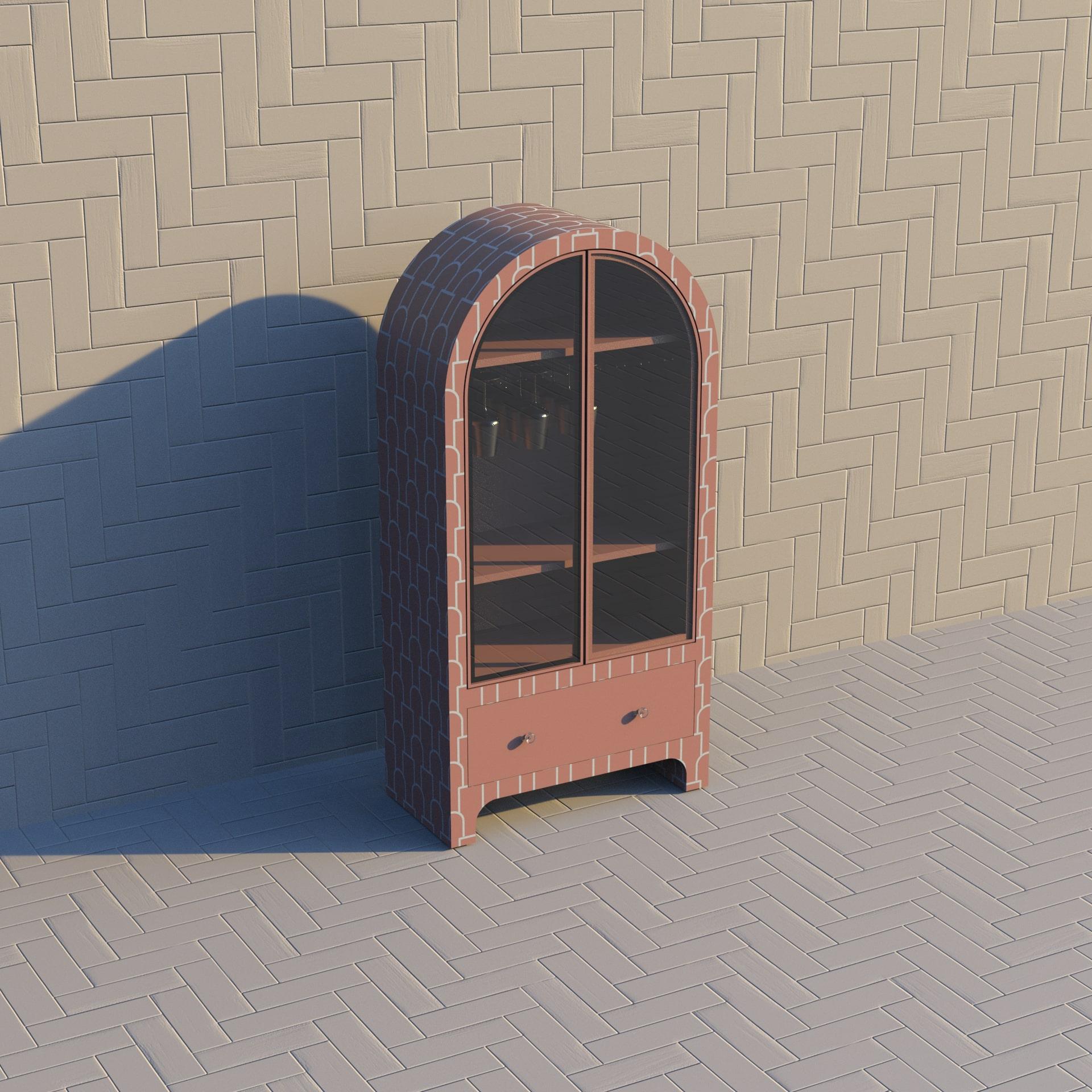 Art Deco Mush Inspired Pink Bar Cabinet by Artisanal For Sale