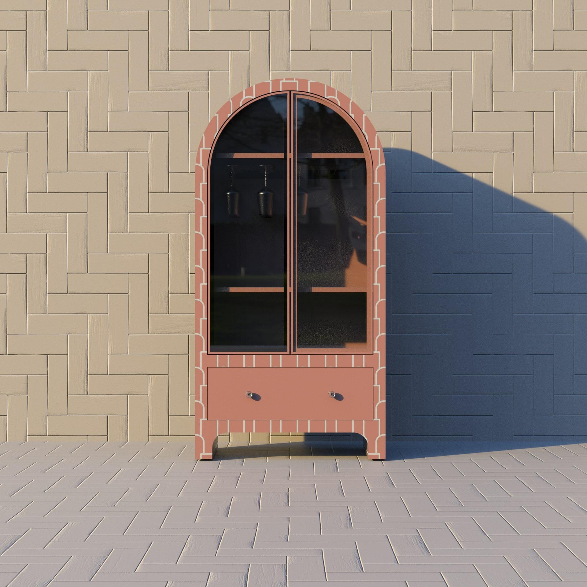 Bone Mush Inspired Pink Bar Cabinet by Artisanal For Sale