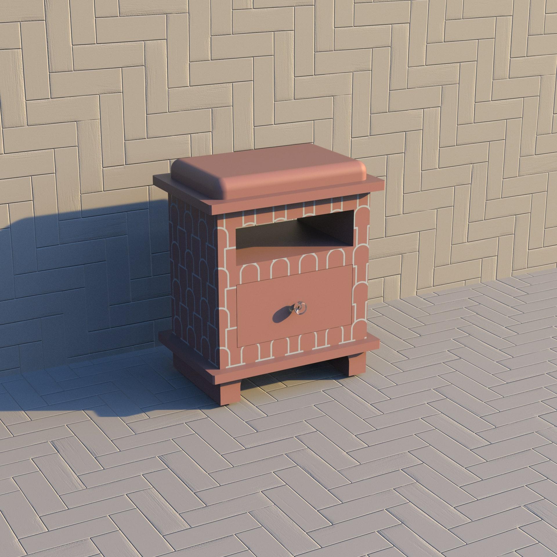 Indian Mush Inspired Pink Night Stand, Side Table by Artisanal For Sale