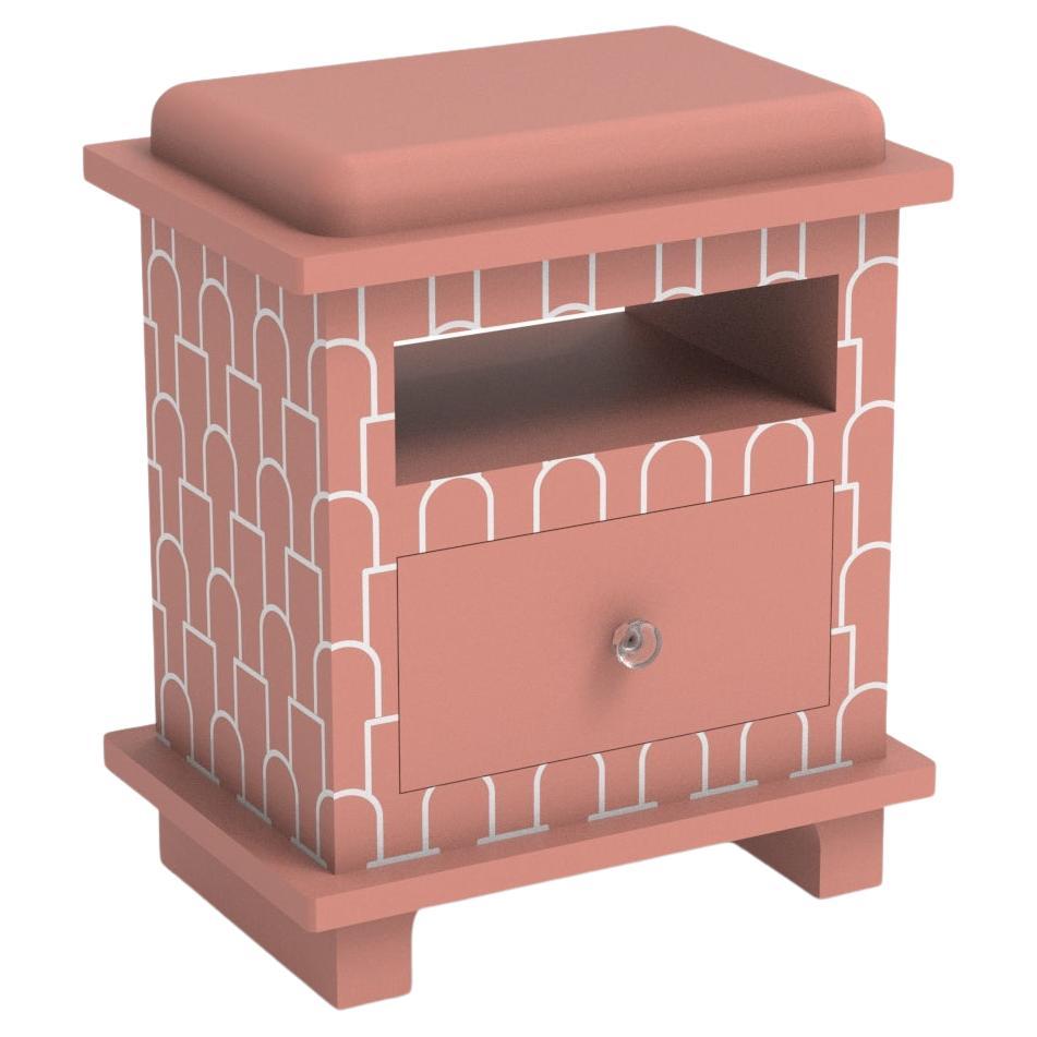 Mush Inspired Pink Night Stand, Side Table by Artisanal