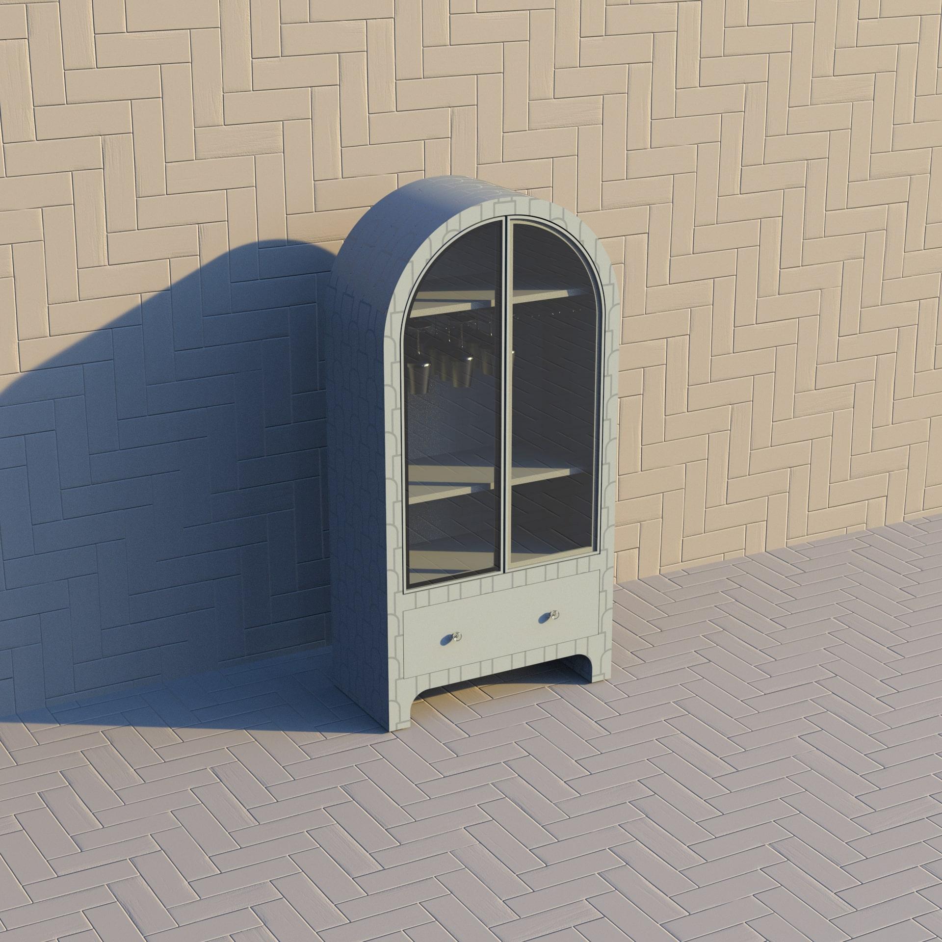 Art Deco Mush Inspired White Bar Cabinet by Artisanal For Sale