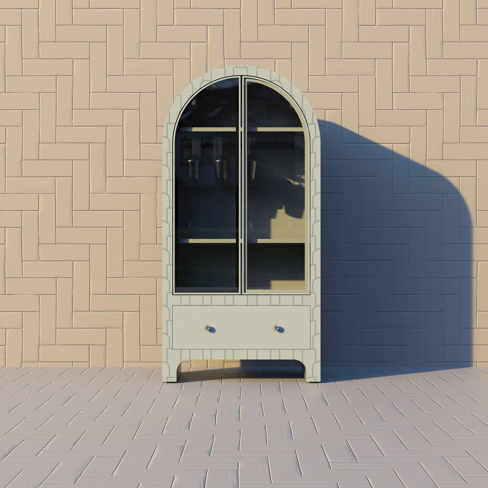 Bone Mush Inspired White Bar Cabinet by Artisanal For Sale