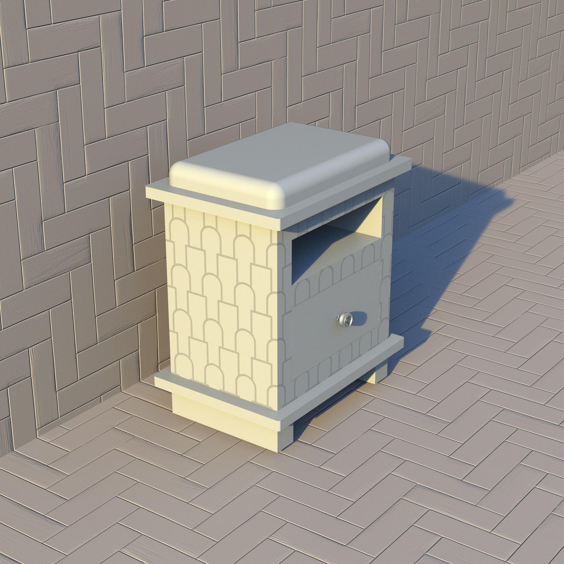 Inlay Mush Inspired White Night Stand, Side Table by Artisanal For Sale