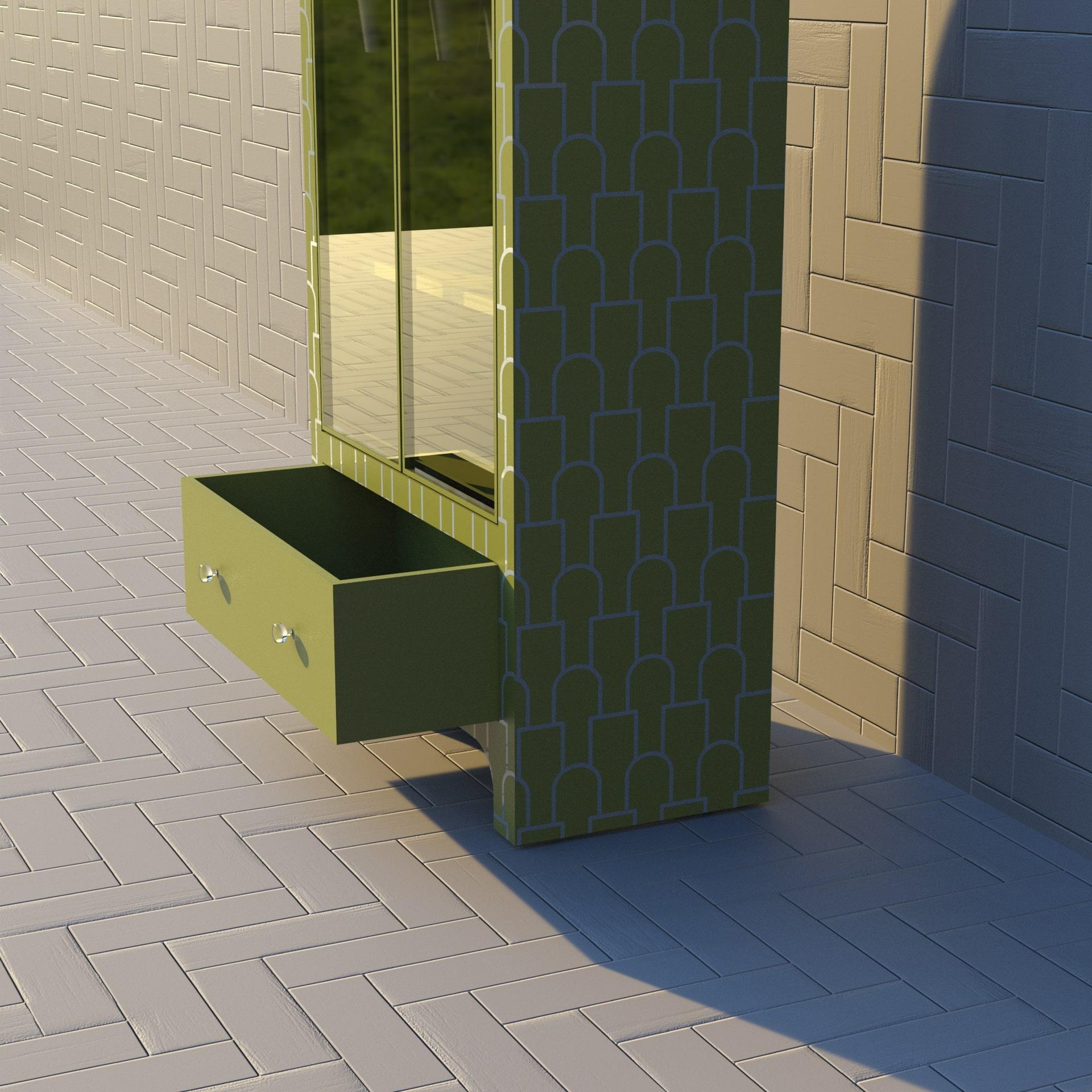 Contemporary Mush Inspired Yellow Lemon Bar Cabinet by Artisanal For Sale