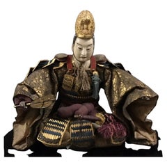 Antique Musha-Ningyo Sedated Warrior Doll Depicting Toyotomi Hideyoshi