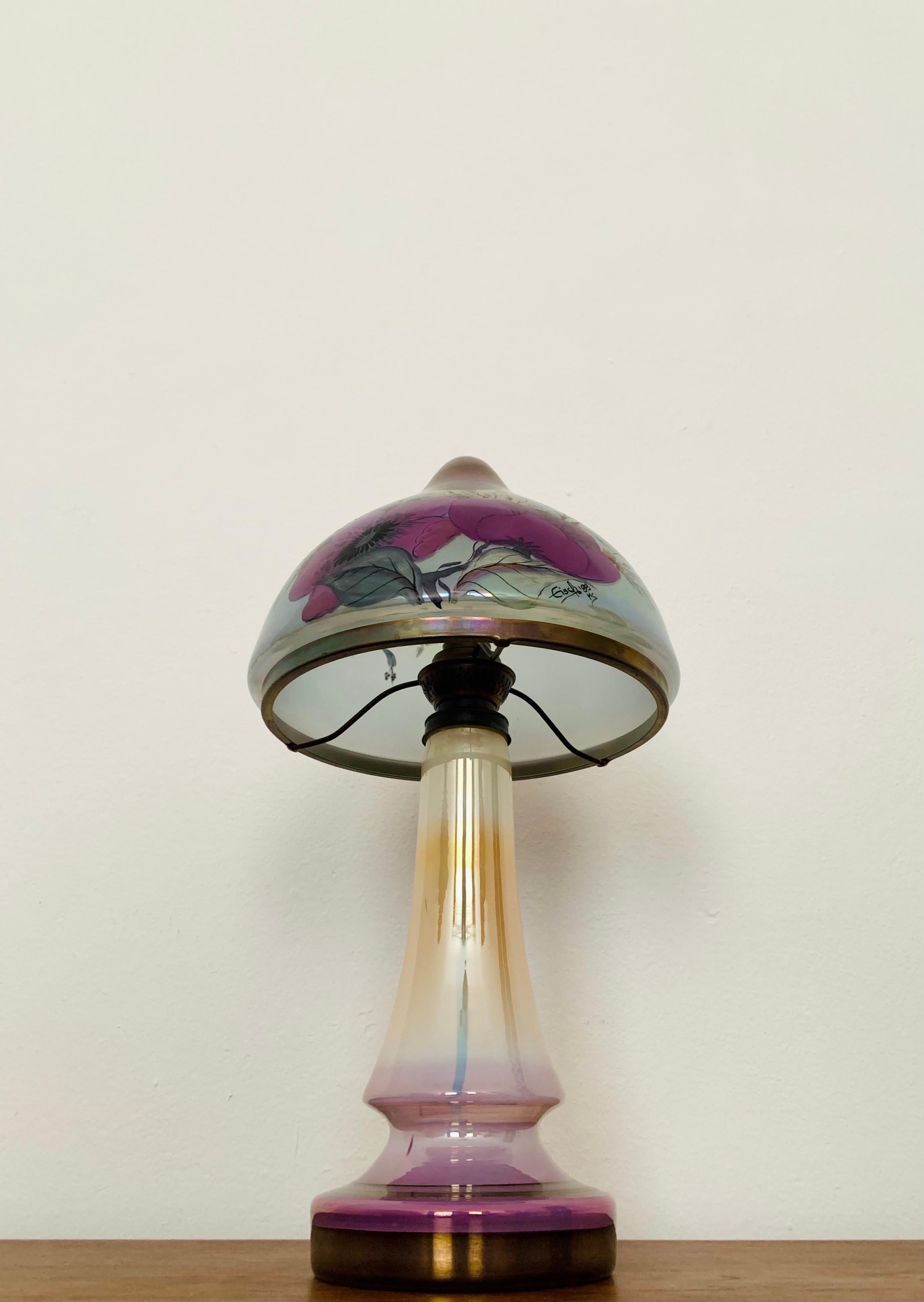 Mid-Century Modern Lampe de table en verre d'art champignon en vente