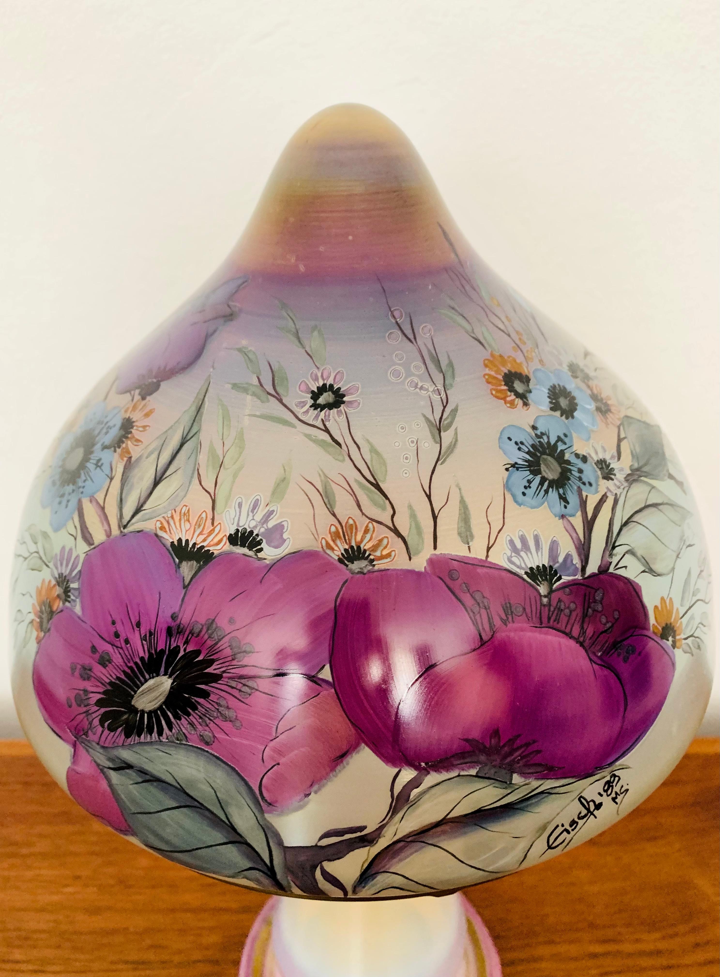 Late 20th Century Mushroom Art Glass Table Lamp For Sale