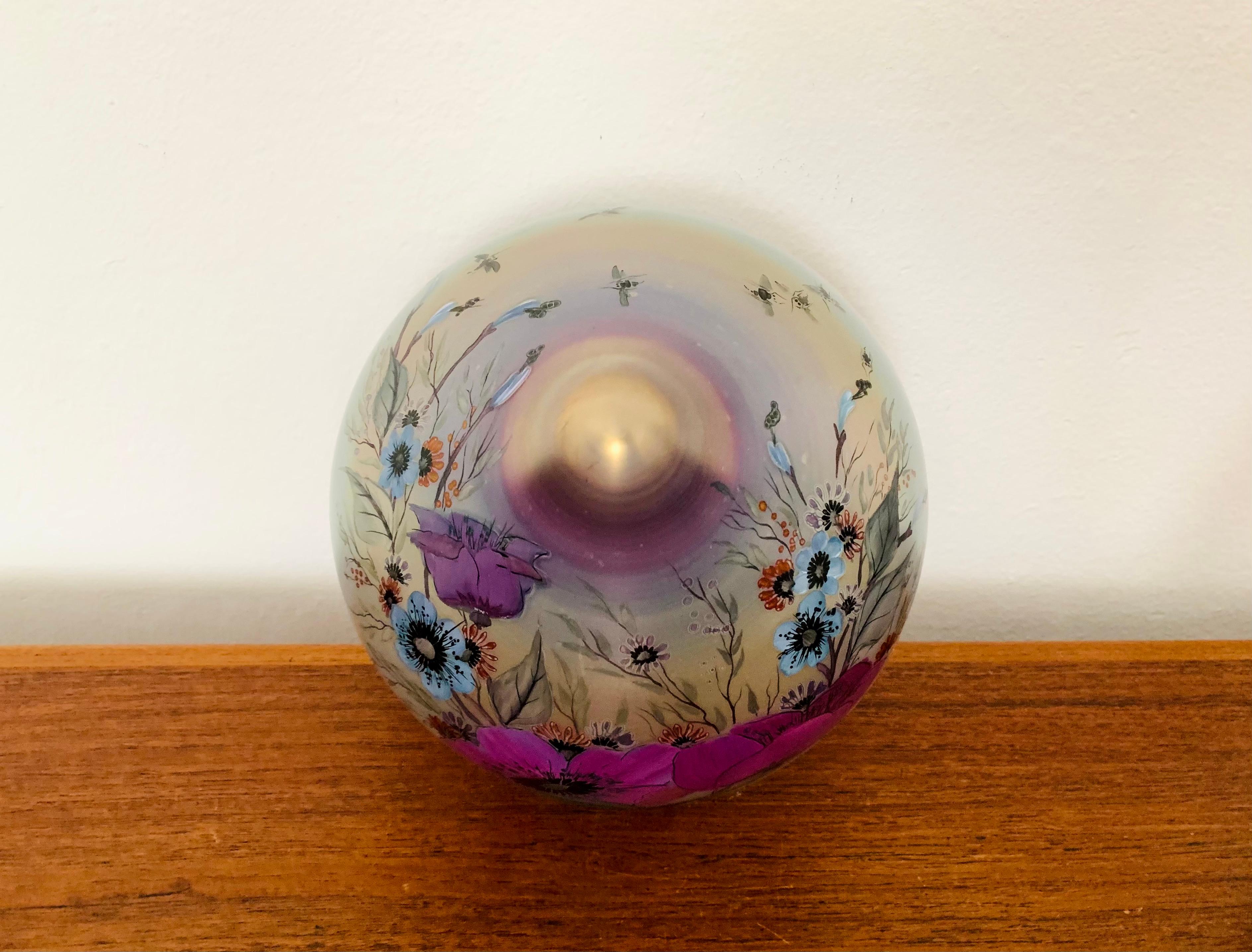 Metal Mushroom Art Glass Table Lamp For Sale