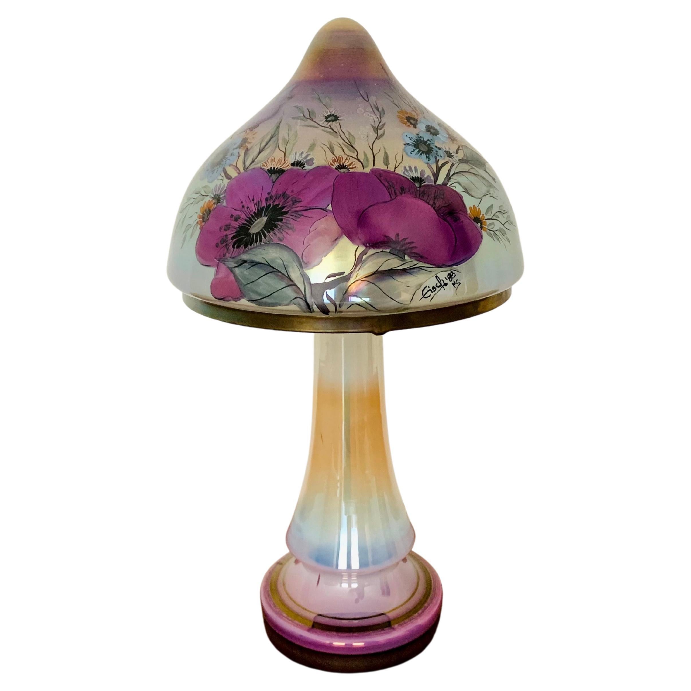 Lampe de table en verre d'art champignon en vente
