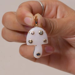 Colgante «Mushroom Cham» de oro amarillo macizo de 14k con diamante natural y ópalo rosa