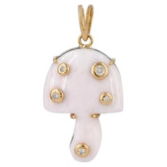 Colgante «Mushroom Cham» de oro amarillo macizo de 14k con diamante natural y ópalo rosa