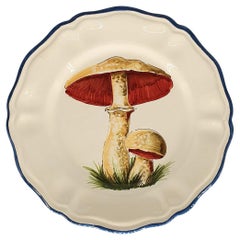Antique Mushroom Handpainted in Italy Dessert Plate