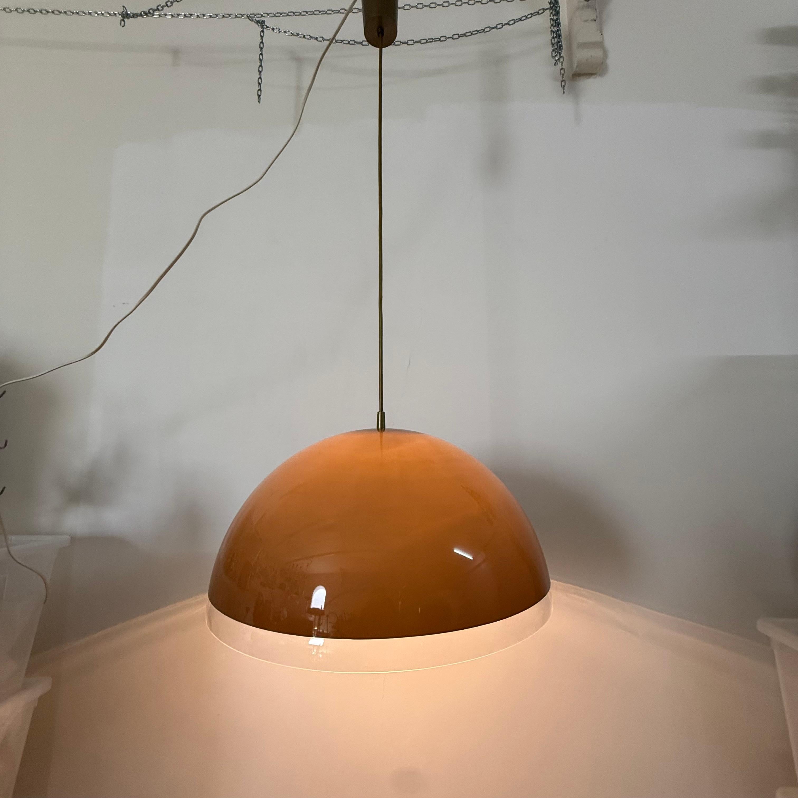 Mushroom hanging lamp brown , 1970s en venta 1