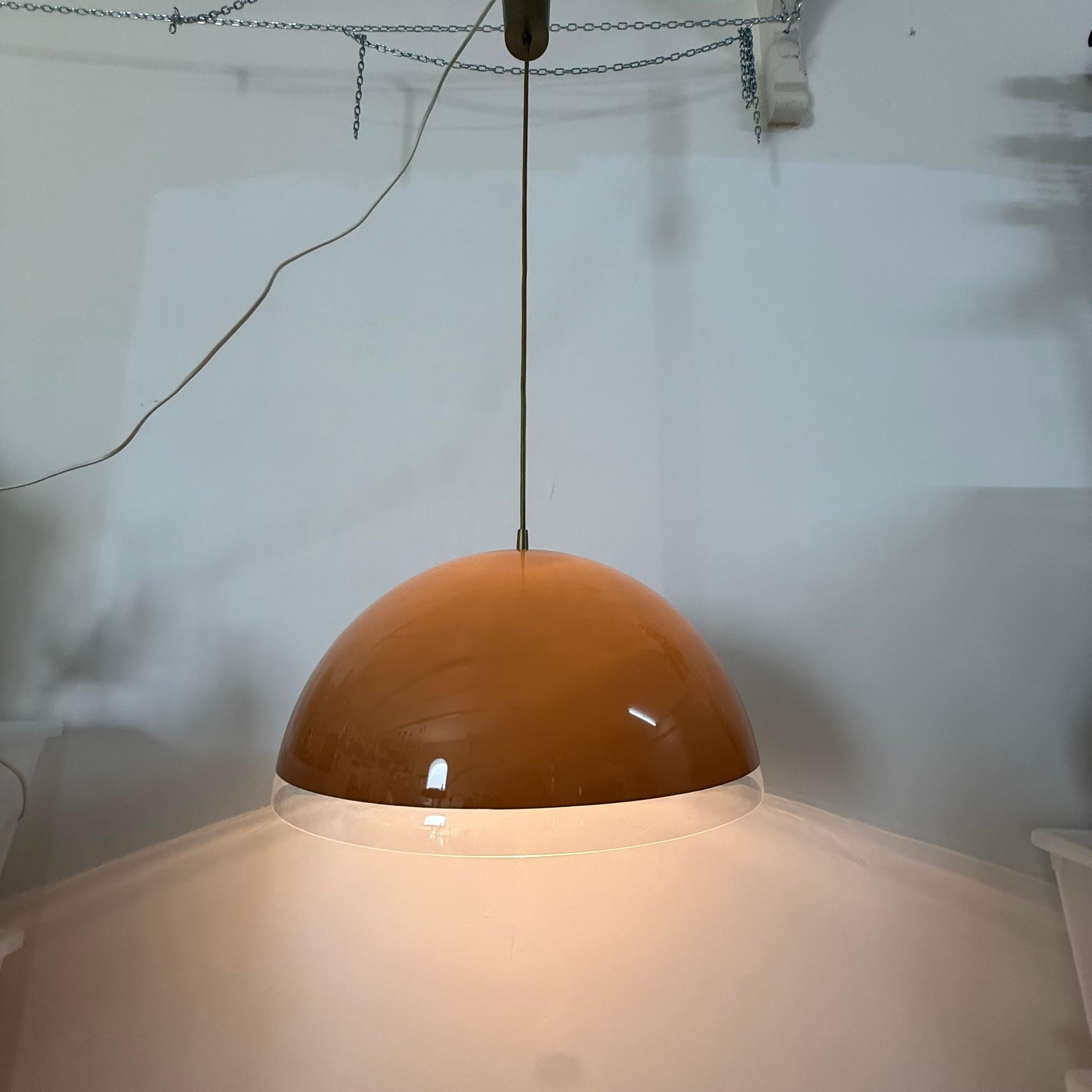 Mushroom hanging lamp brown , 1970s en venta 2
