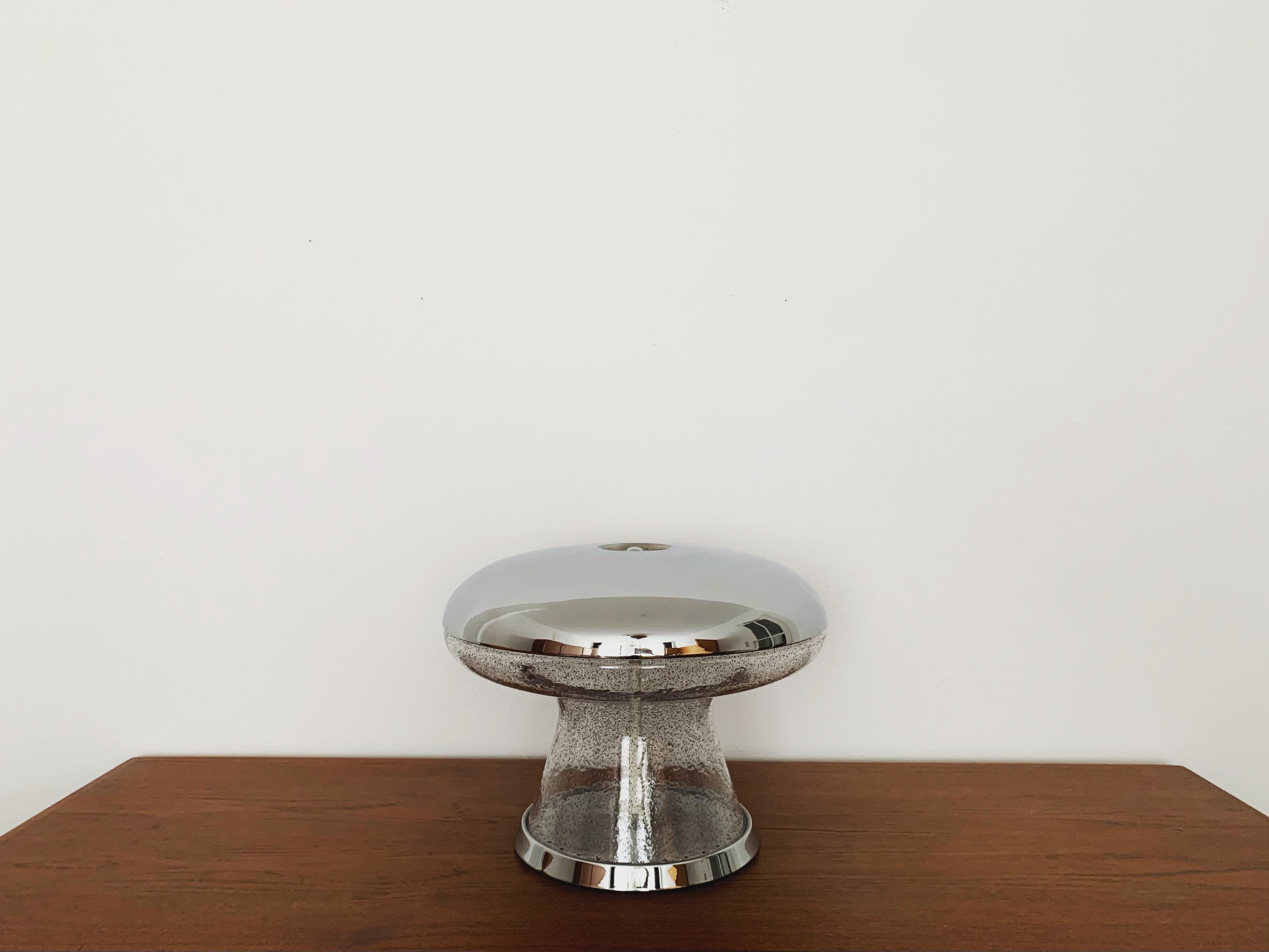 Mid-Century Modern Mushroom Ice Glass Table Lamp For Sale