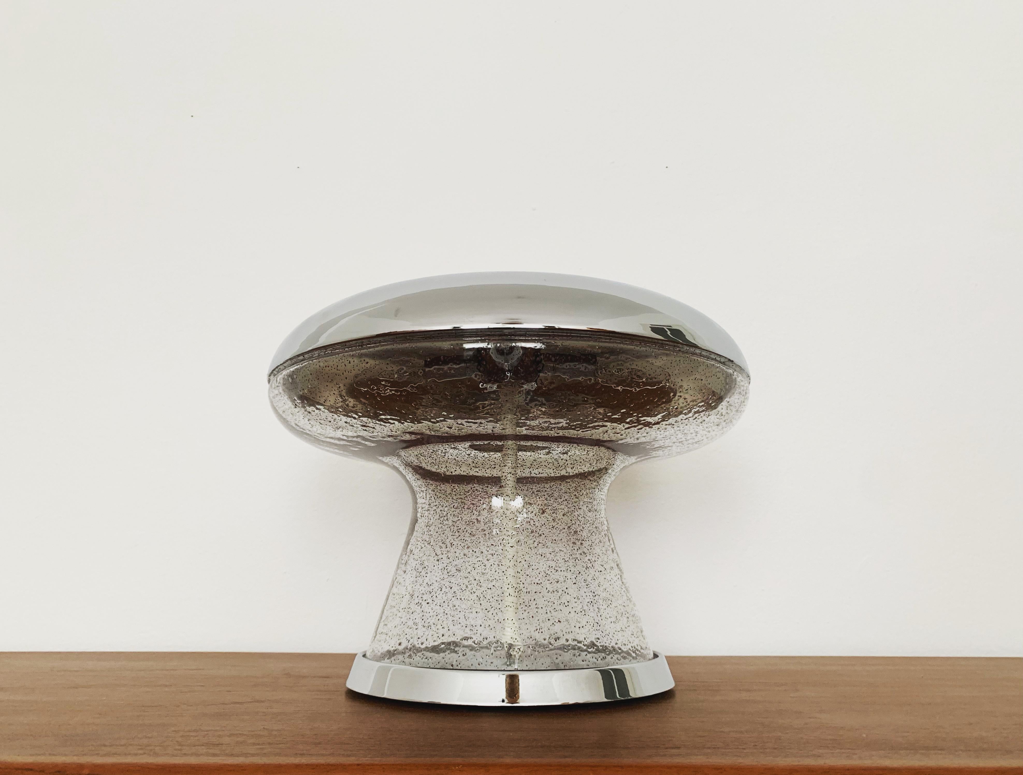 Mid-20th Century Mushroom Ice Glass Table Lamp For Sale