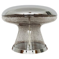 Lampe de table en verre glacé champignon