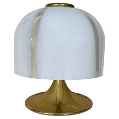 Mushroom Lamp Brass and Murano Glass by F. Fabbian, Italy, 1970s