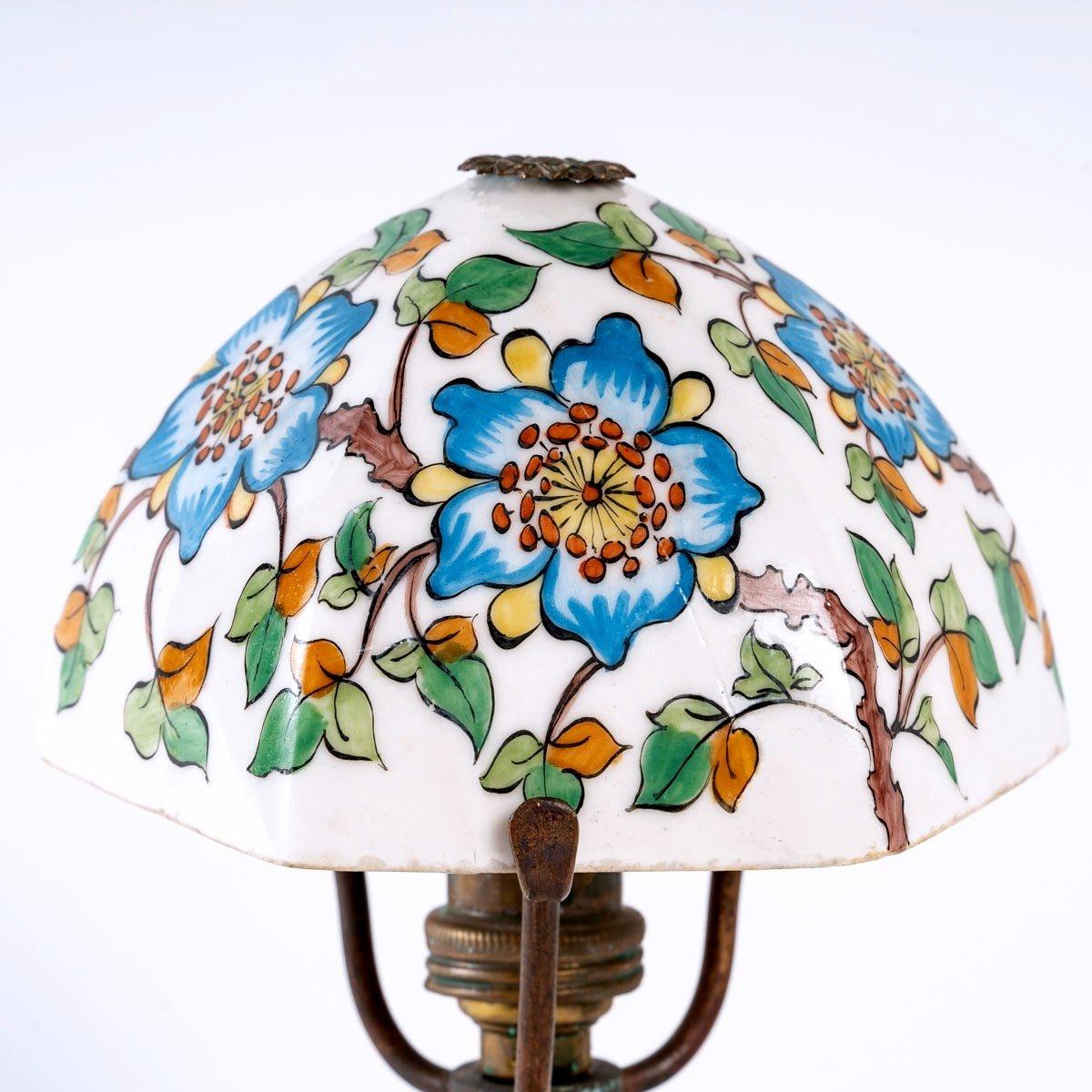 Mushroom Lamp, Earthenware from Desvres, Gabriel Fourmaintraux, Periode Art Deco For Sale 2