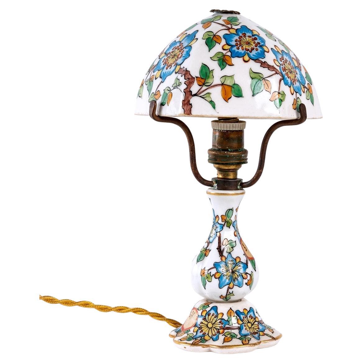 Mushroom Lamp, Earthenware from Desvres, Gabriel Fourmaintraux, Periode Art Deco