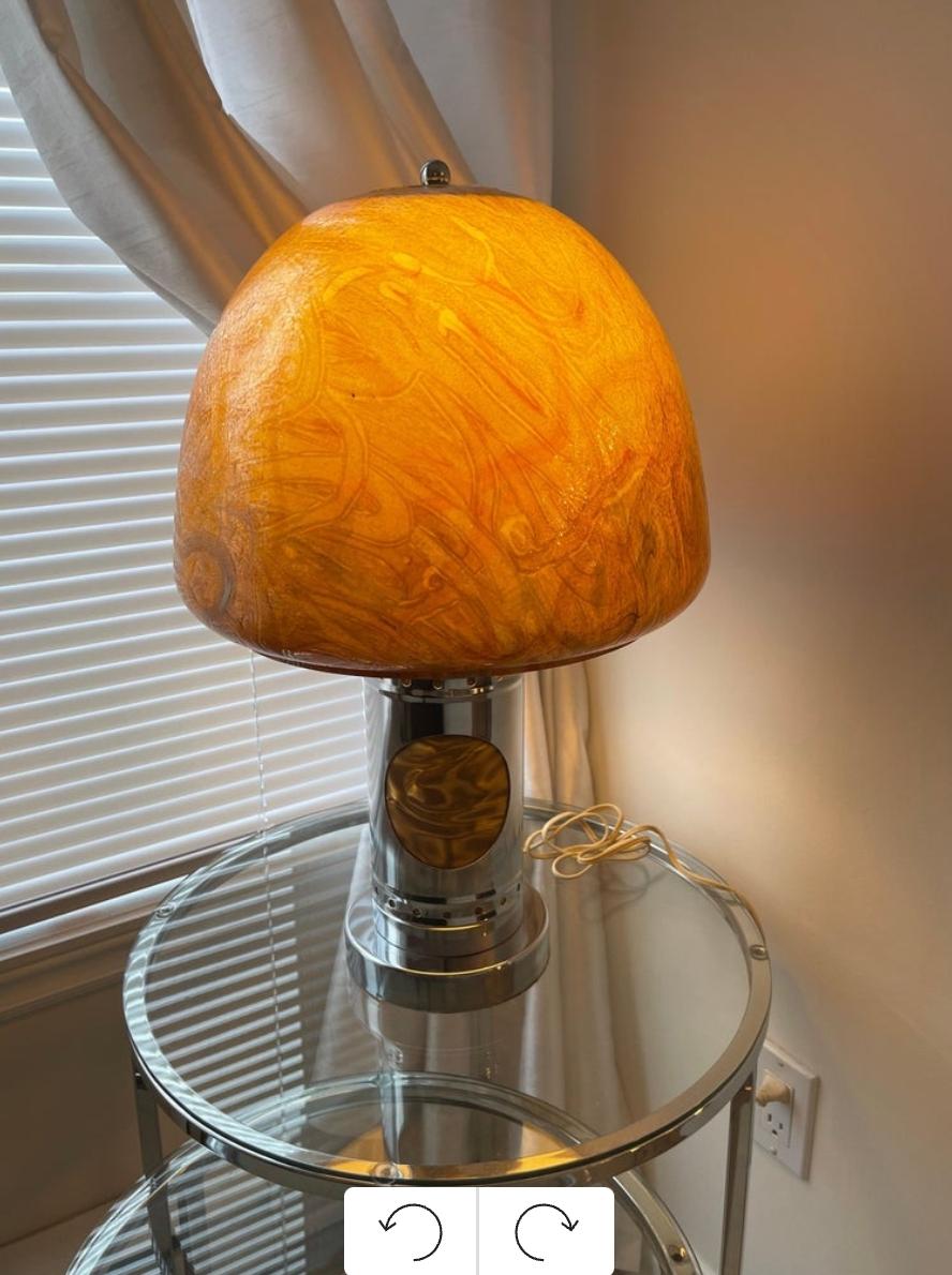 Mushroom lamp fiber glass Mid Century vintage 3