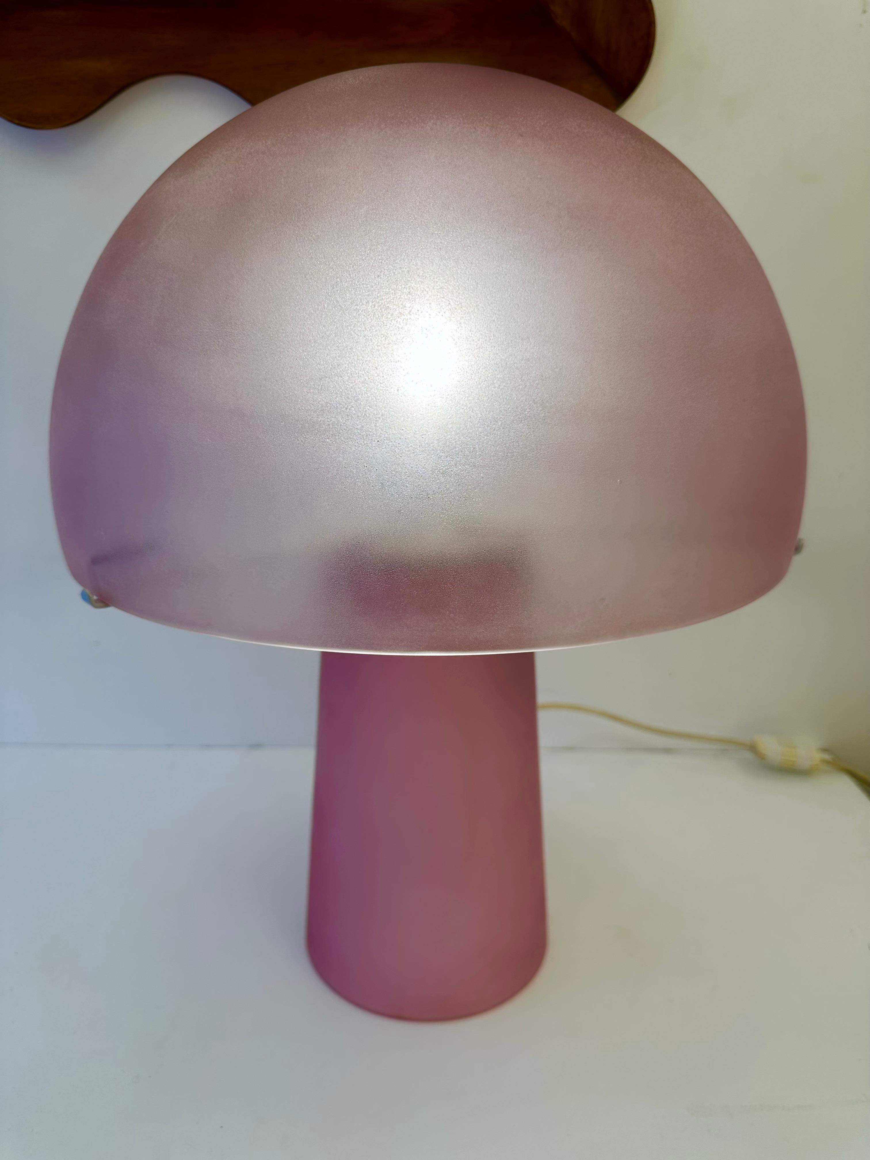 Mushroom Lamp Pink Murano Glass by Cenedese, Italy, 1970s 3