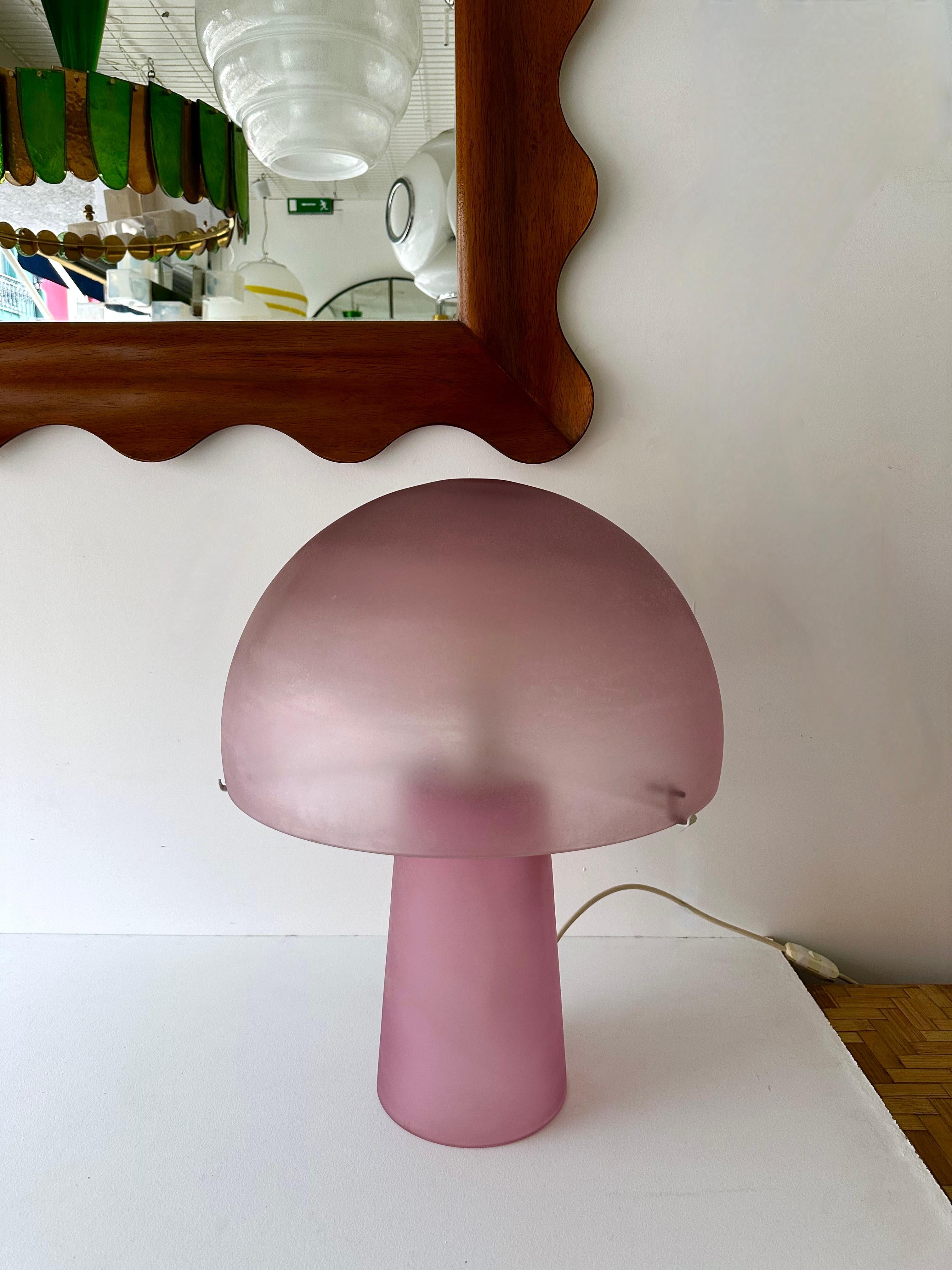 Mushroom Lamp Pink Murano Glass by Cenedese, Italy, 1970s 4