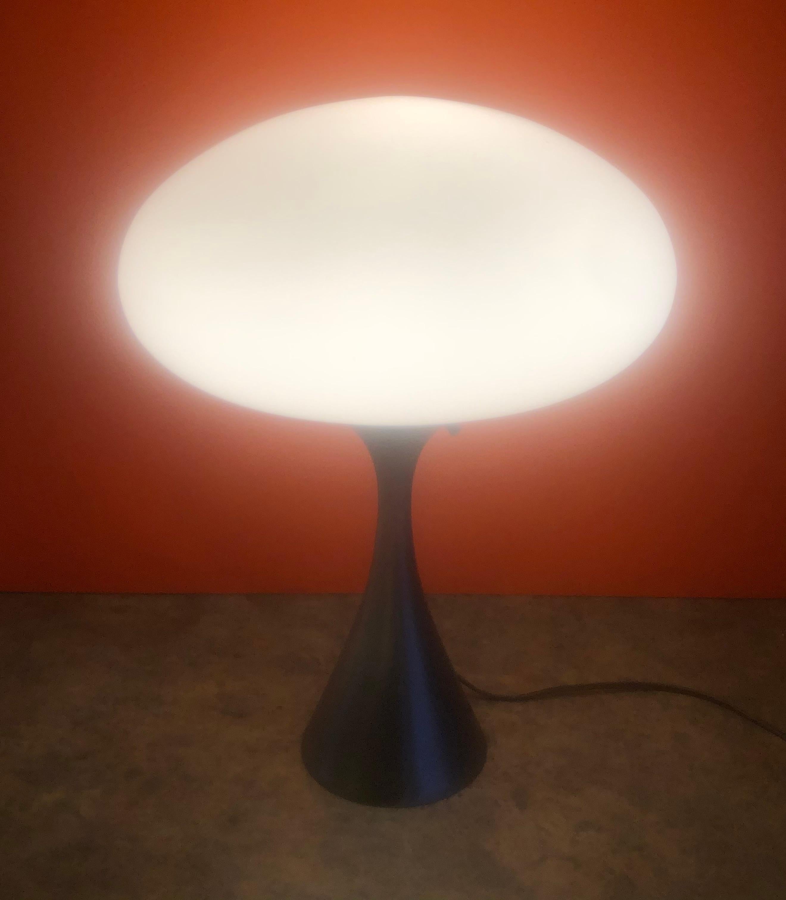 Mushroom Lamp with Brushed Aluminum Base & Matte Glass Shade by Laurel Lamp Co. 3