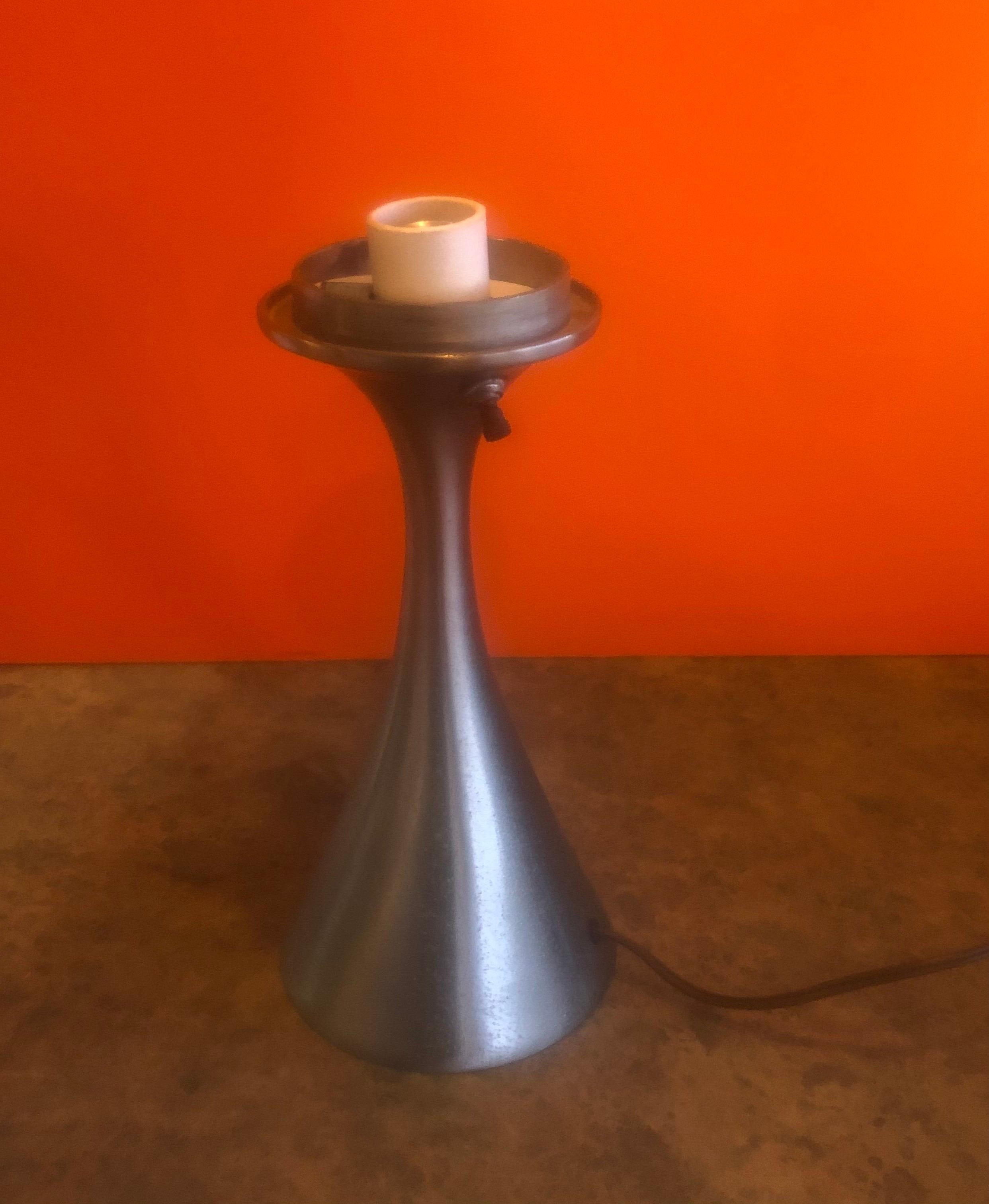 20th Century Mushroom Lamp with Brushed Aluminum Base & Matte Glass Shade by Laurel Lamp Co.