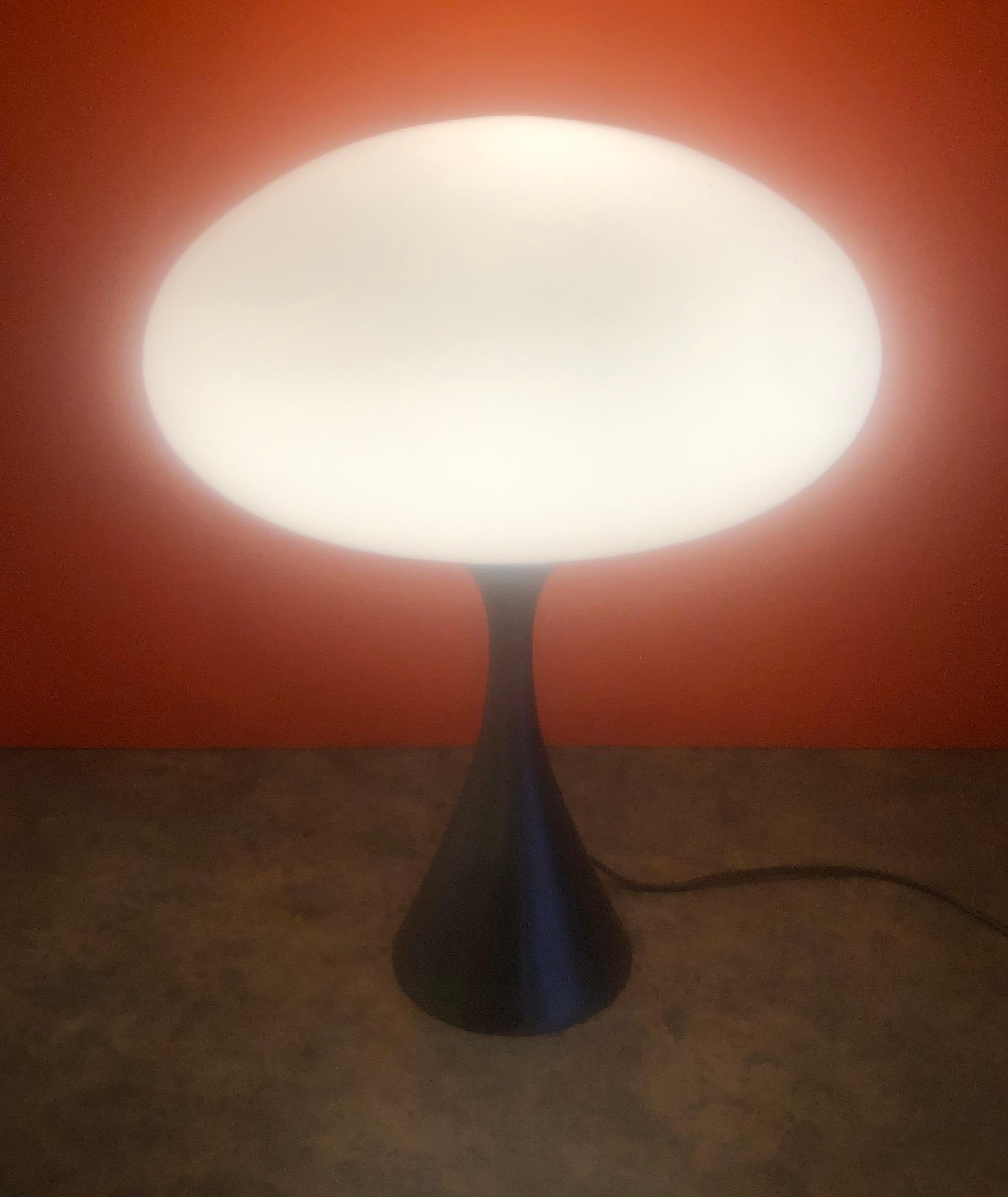 Mushroom Lamp with Brushed Aluminum Base & Matte Glass Shade by Laurel Lamp Co. 2