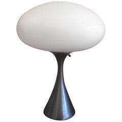 Mushroom Lamp with Brushed Aluminum Base & Matte Glass Shade by Laurel Lamp Co.