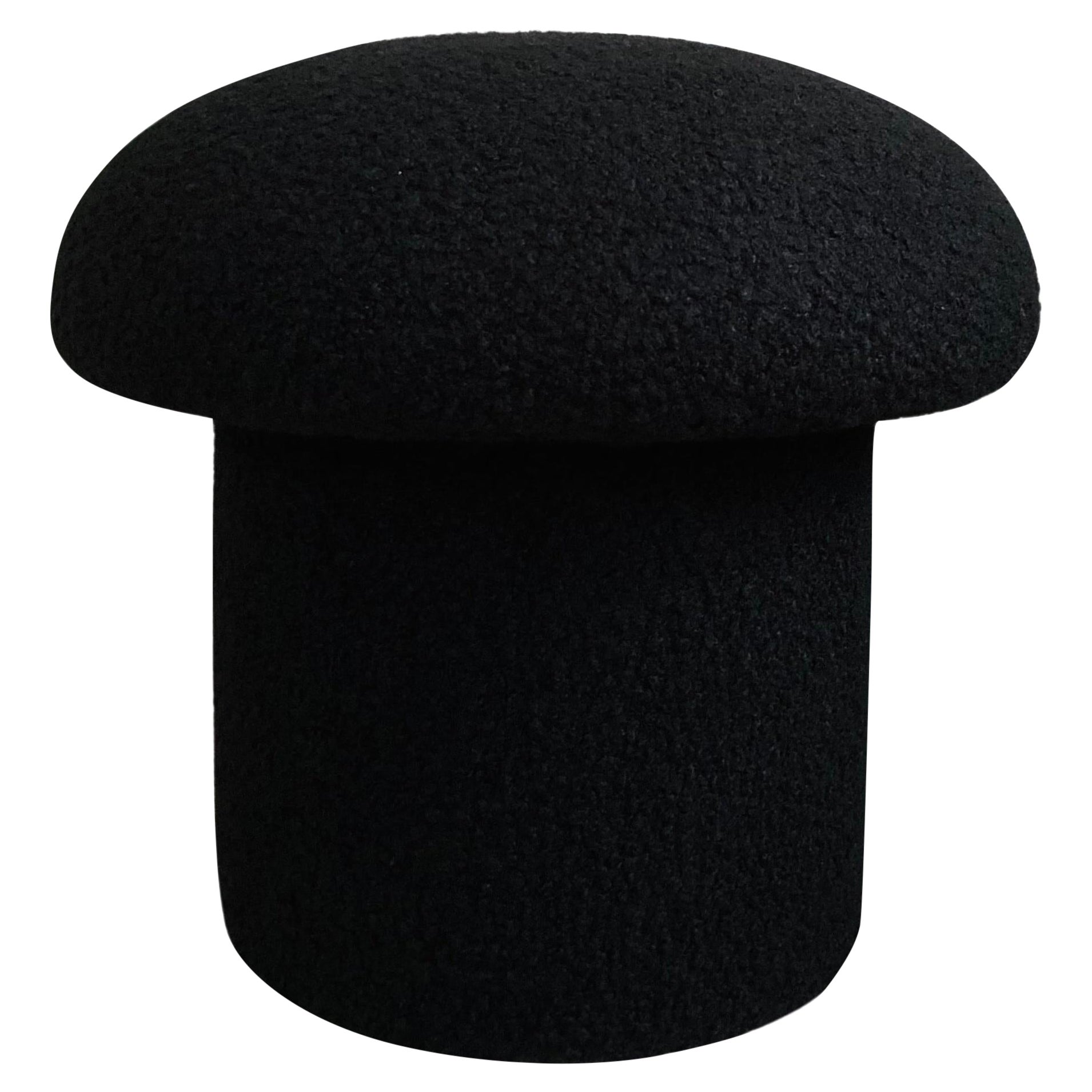 Otomana Champiñón en Bouclé Negro