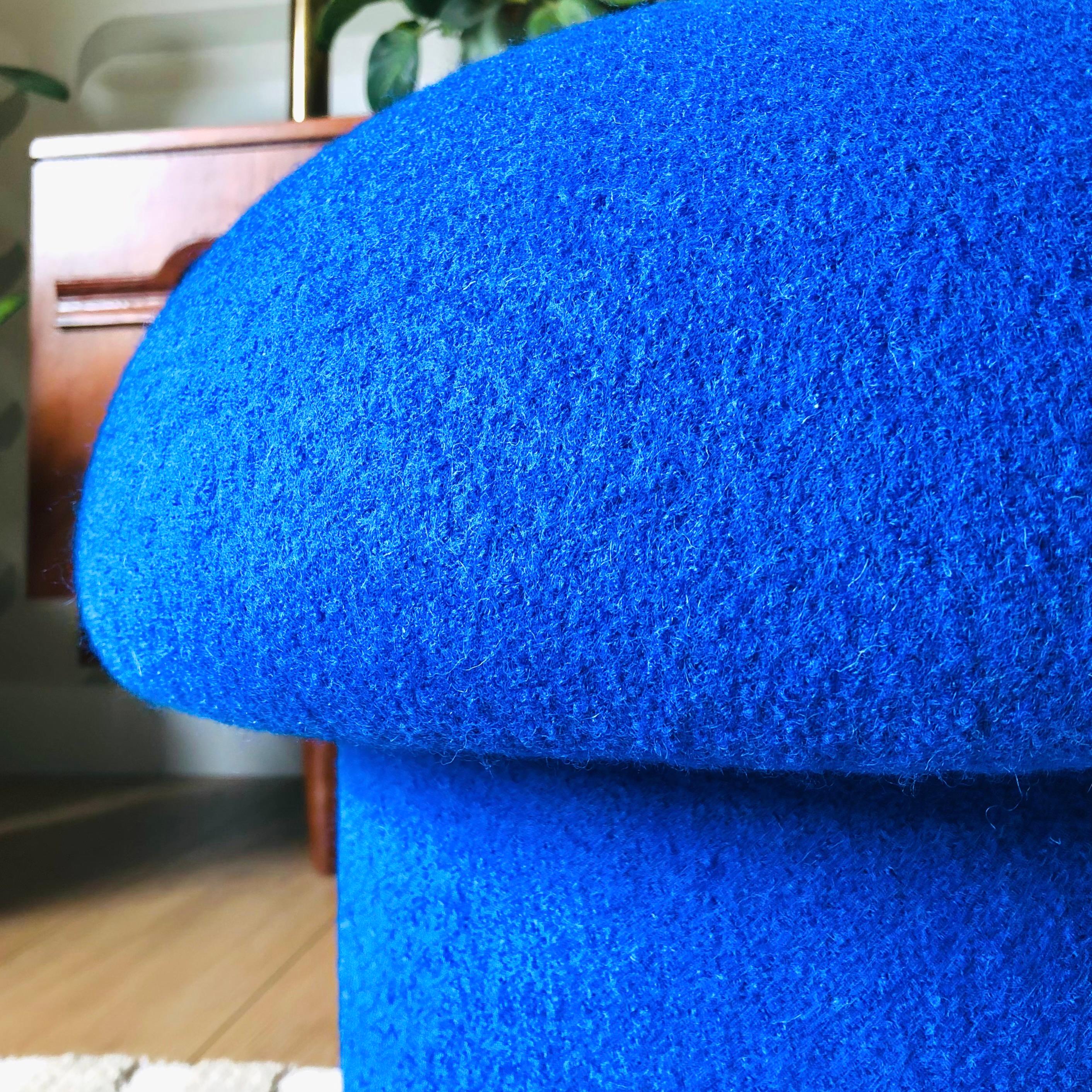 Mushroom Ottoman in Cobalt Wool For Sale 2