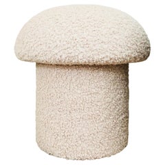 Vintage Mushroom Ottoman in Cream Boucle