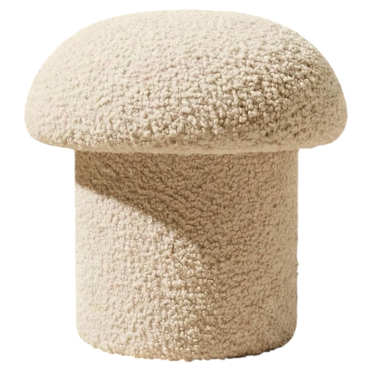 Mushroom Ottoman in Cream Boucle