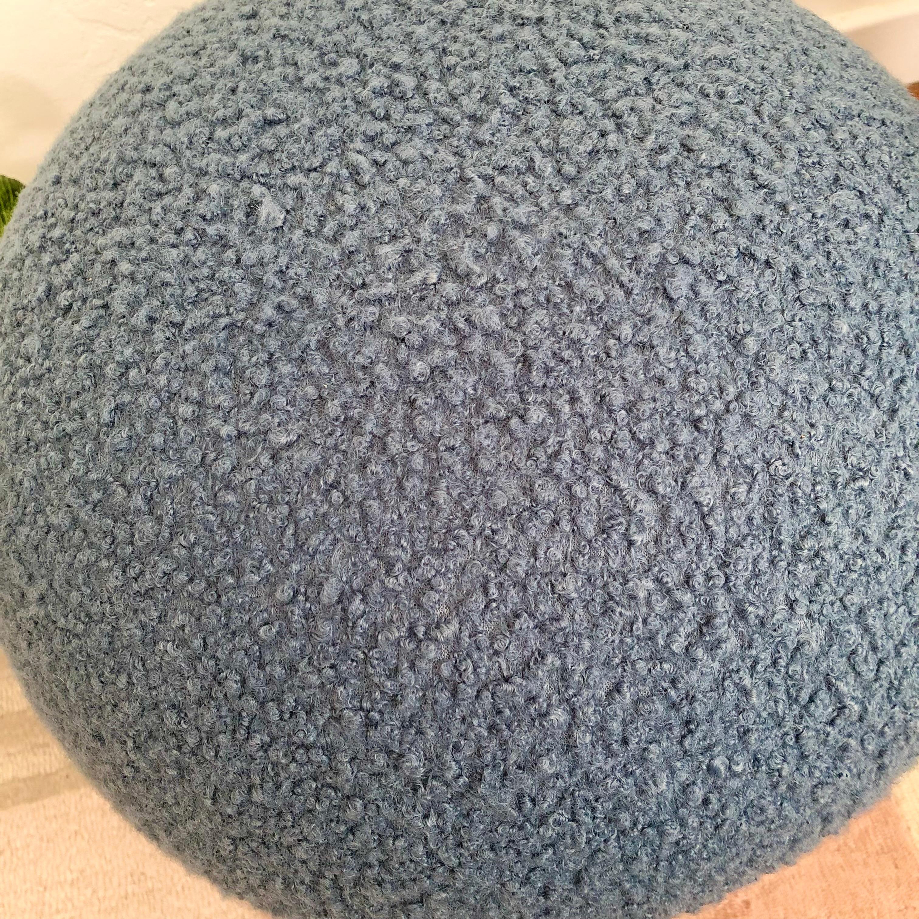 Fabric Mushroom Ottoman in Denim Boucle