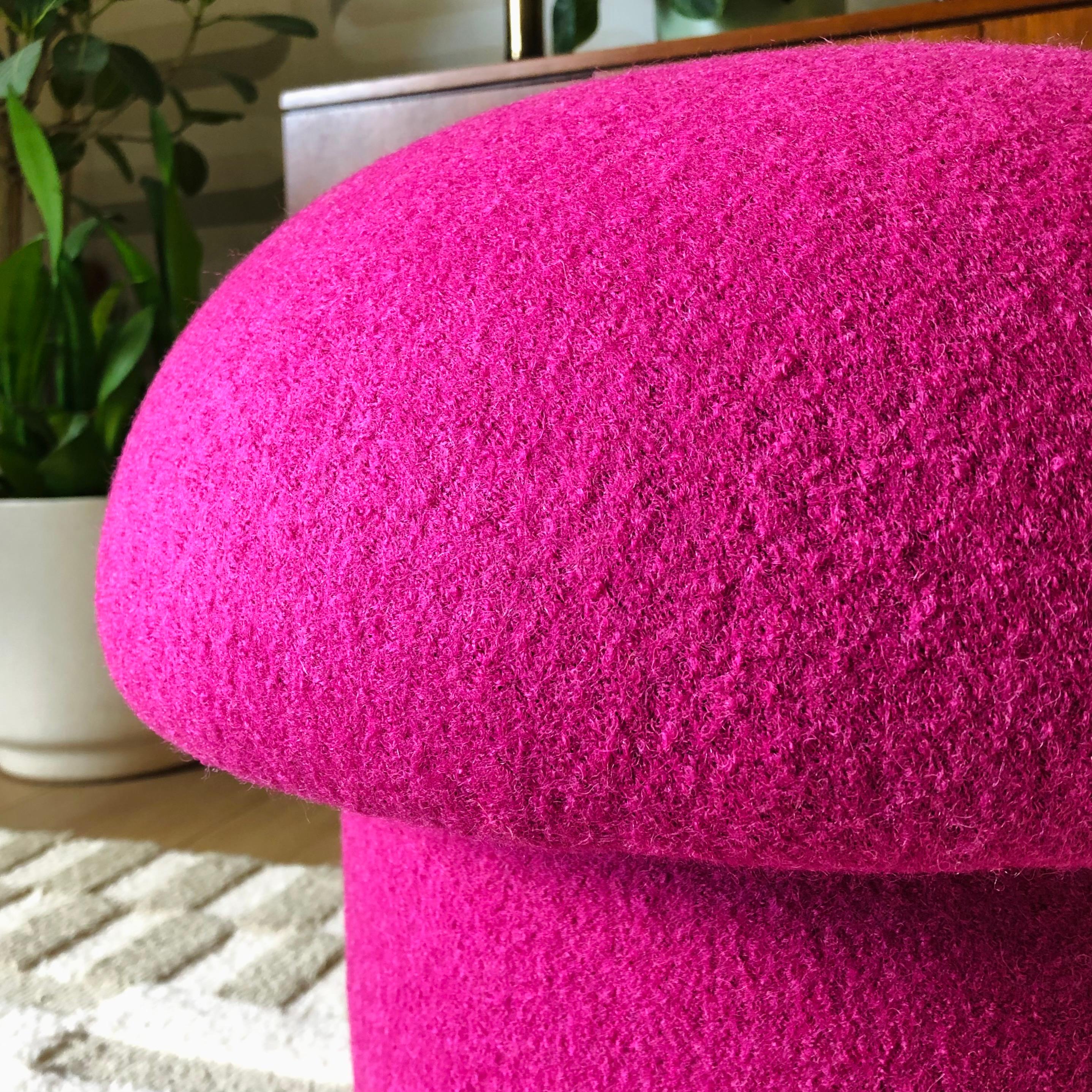 American Mushroom Ottoman in Fuchsia Wool For Sale