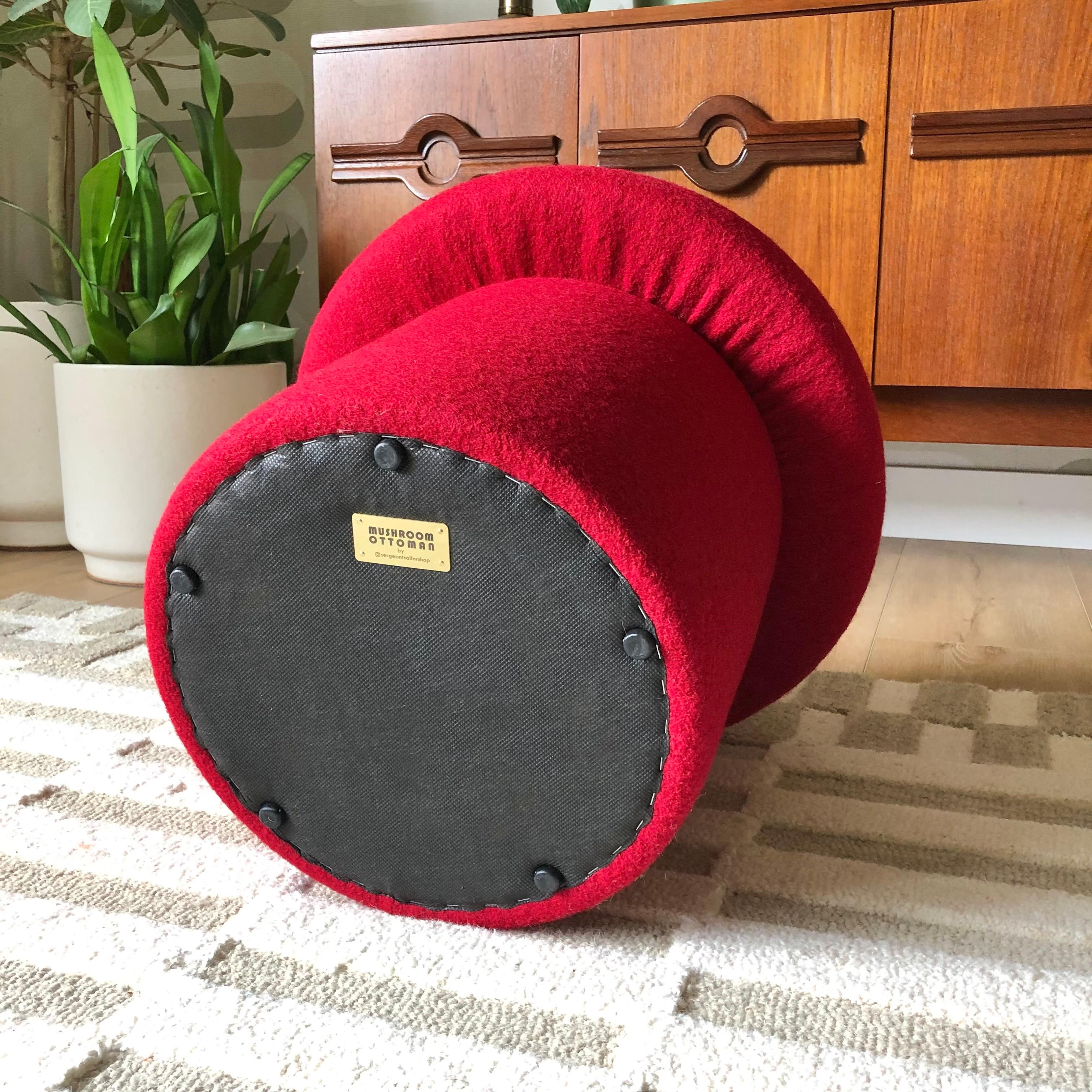 Mushroom Ottoman in Goji Wool For Sale 5