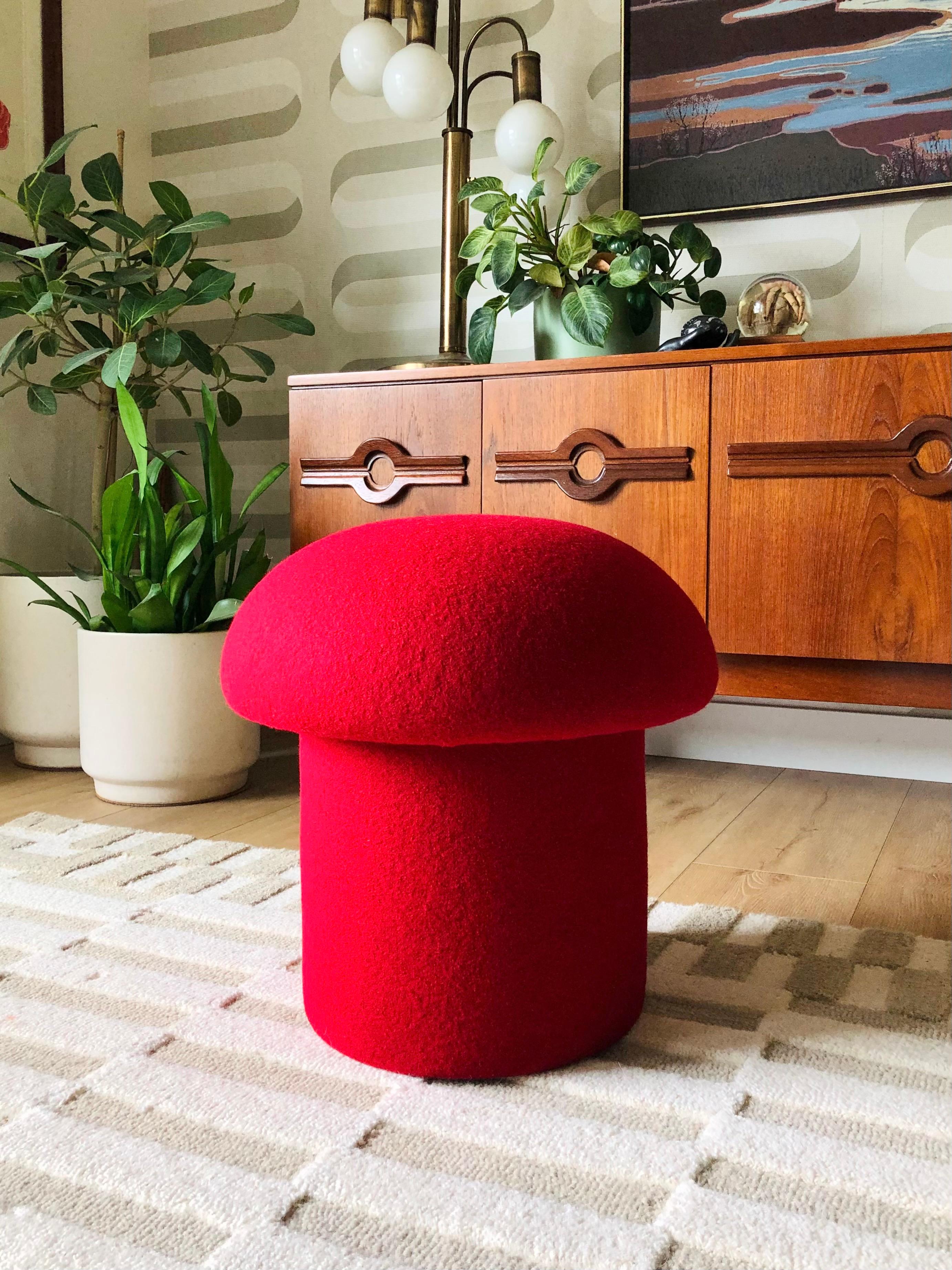 Mushroom Ottoman in Goji Wool For Sale 6