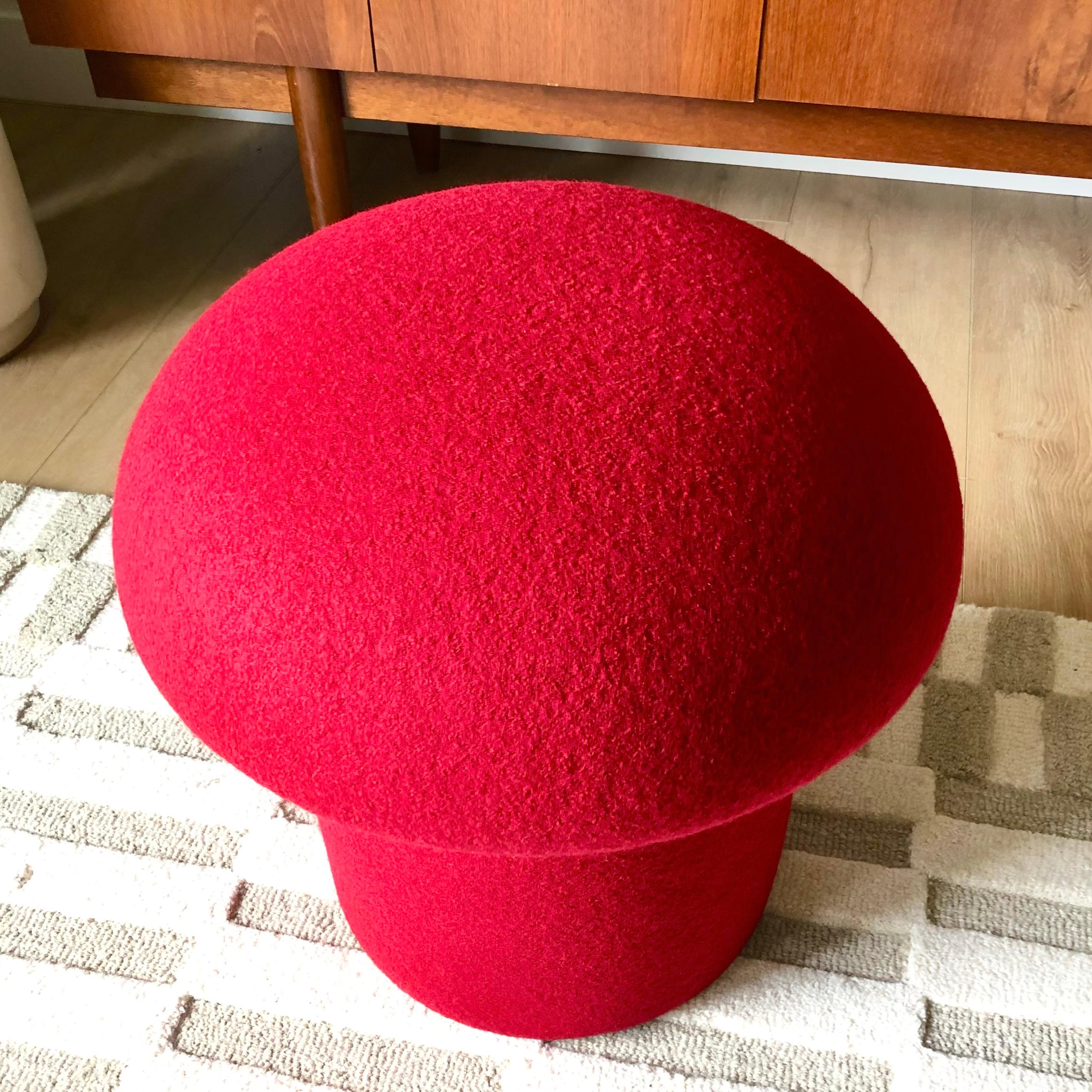 Mushroom Ottoman in Goji Wool For Sale 1